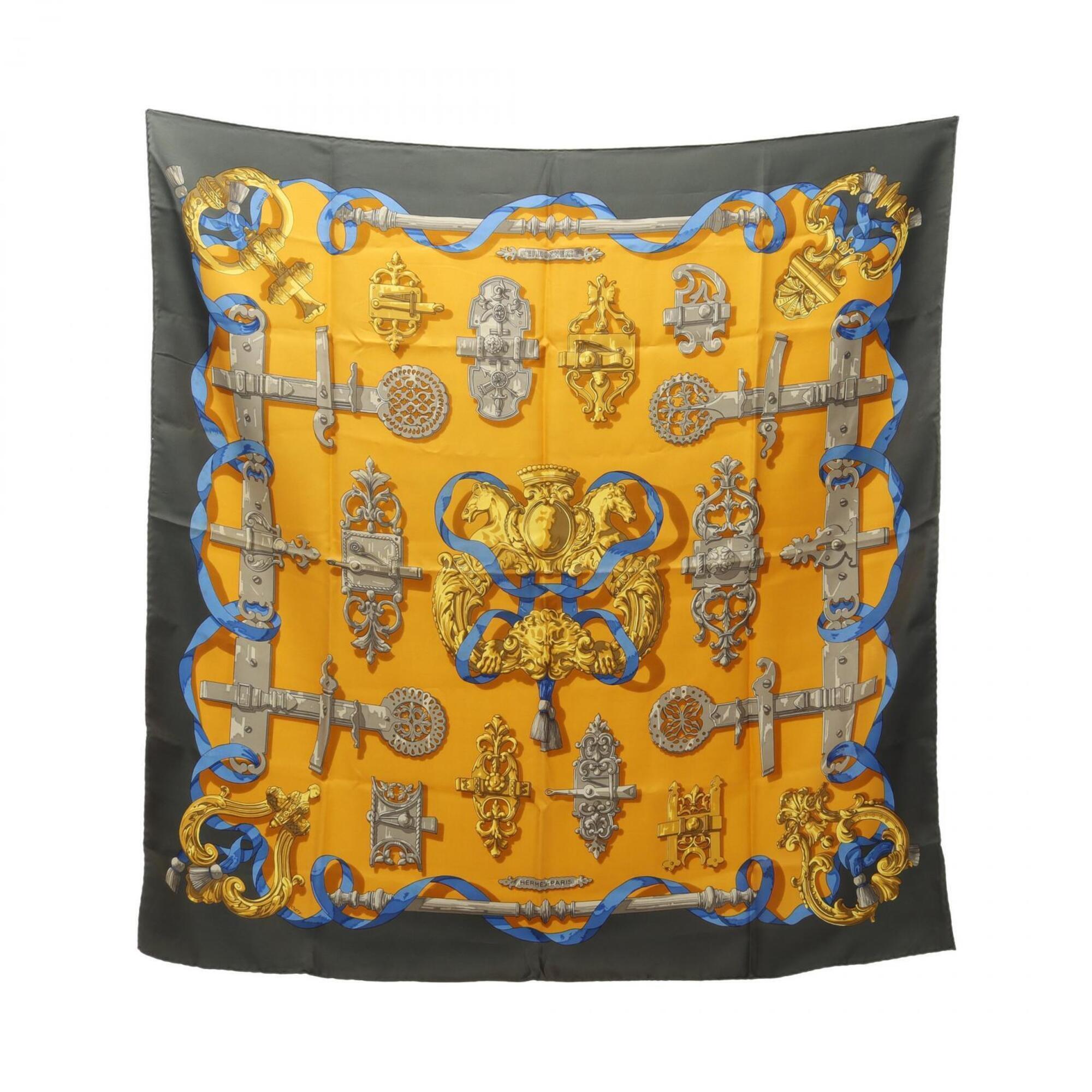 Hermes Authentic Blue Silk Scarf